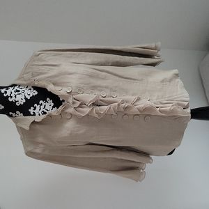 Multiples Beige Linen Blazer, Size L